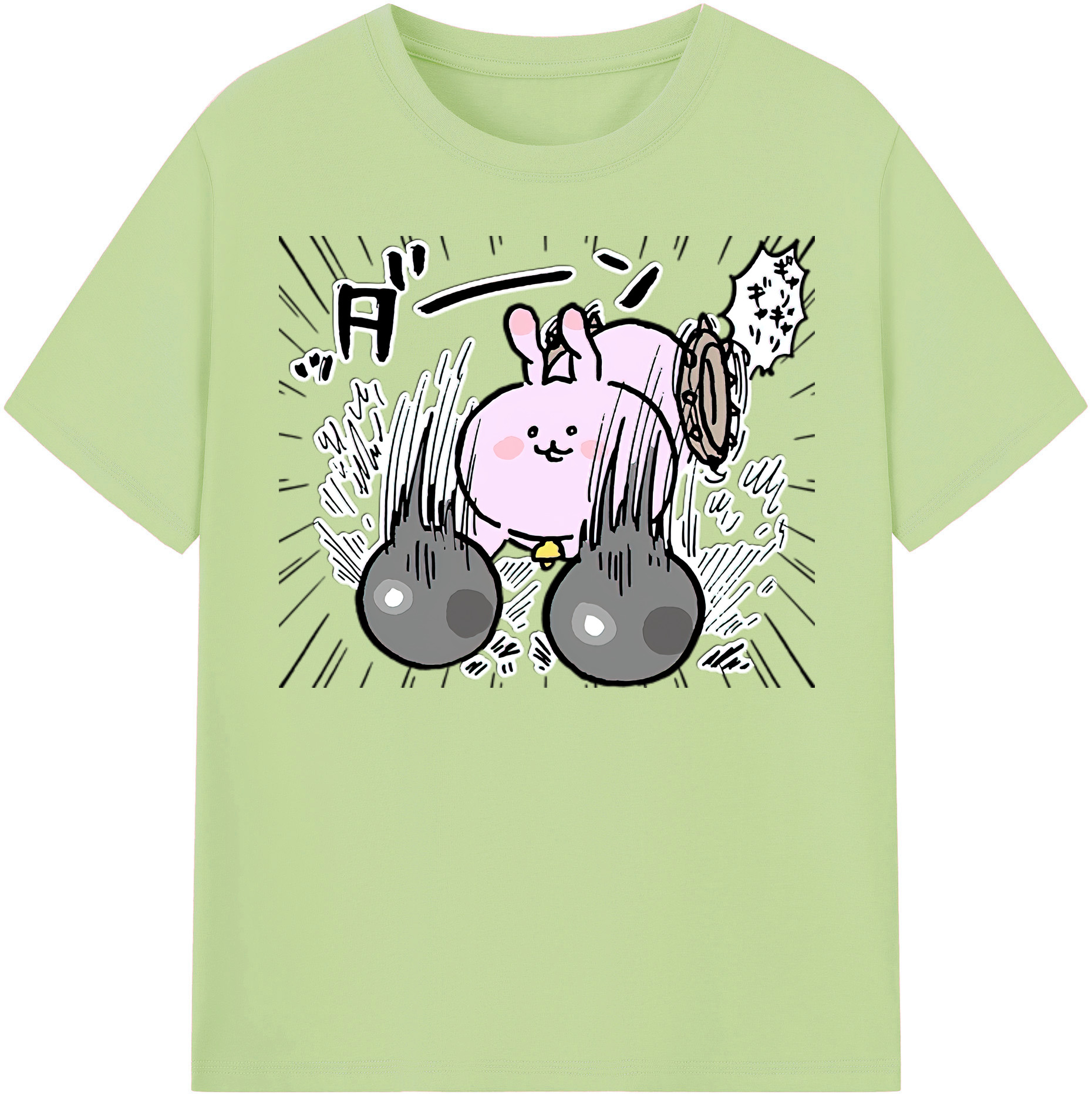 （画像用） ちいかわ うさぎ Chii-kawa usagi 綿100％半袖Tシャツ（フロントプリント）